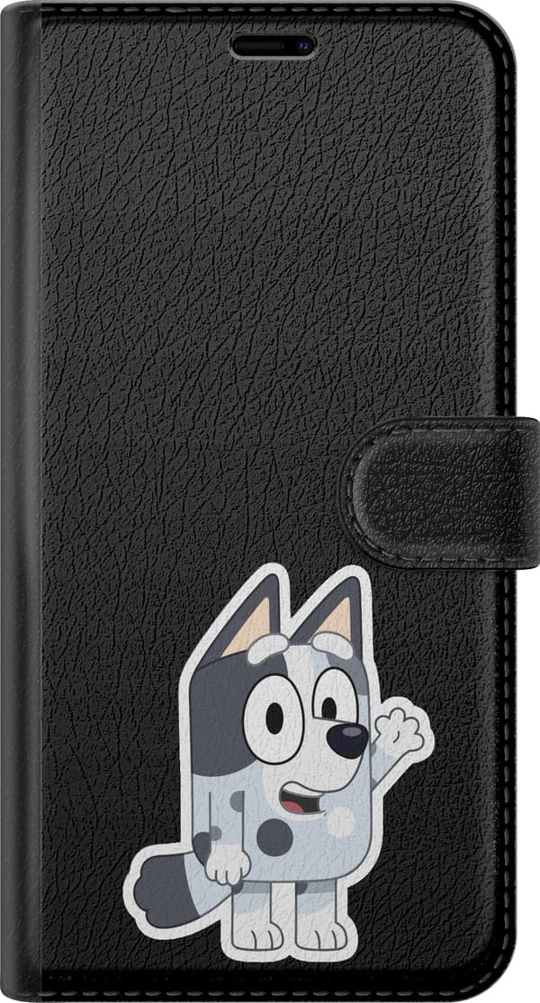Kompatibelt Lommeboketui til Xiaomi Redmi Note 15 Pro Vinkende mynde - Grått motiv med grå hundefigur som vinker. grå