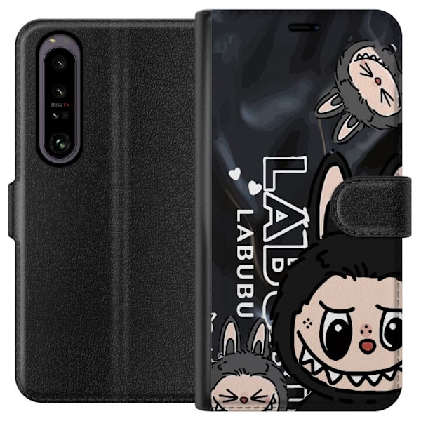 Sony Xperia 1 IV Tegnebogsetui <nl>Labubu Black Energy - Sort mønster i gade stil