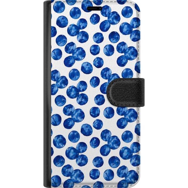Kompatibel Tegnebogsetui til Apple iPhone X Blåhvide akvarelprikker hvid