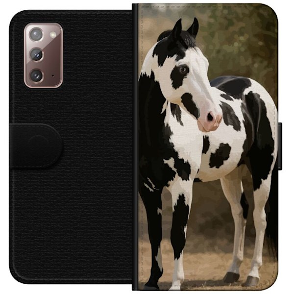 Samsung Galaxy Note20 Plånboksfodral Vacker Häst – elegant illustration av hästmotiv