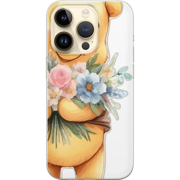 Apple iPhone 15 Pro Läpinäkyvä kuori Nalle Puh kukkien kans