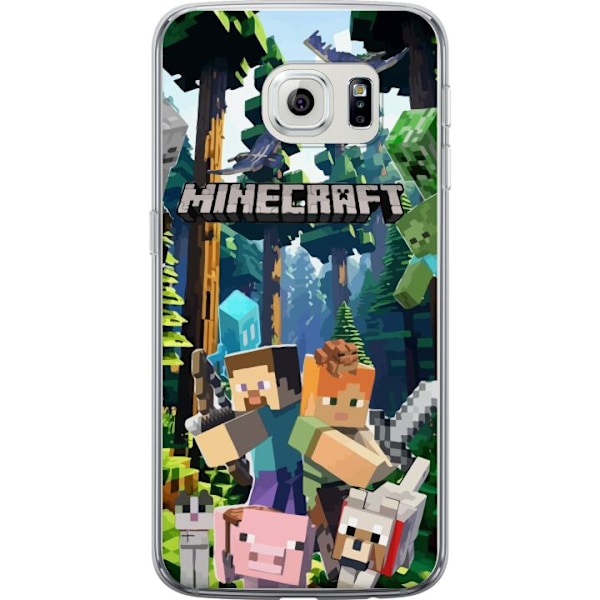 Samsung Galaxy S6 edge Läpinäkyvä kuori Minecraft-matkapuhelinkotelo metsällä ja pikselityylisillä hahmoilla