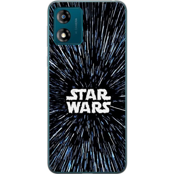 Kompatibelt Mobildeksel til Motorola Moto E13 Star Wars-logo med hyperspace-stjerner i ikonisk sci-fi-design svart
