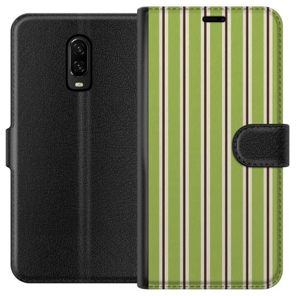 Kompatibelt Plånboksfodral till OnePlus 6T Matcha Stripe grön