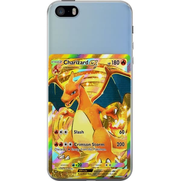 Kompatibel Mobilcover til Apple iPhone 5s Gylden Charizard EX samlerkort med regnbueeffekter guld