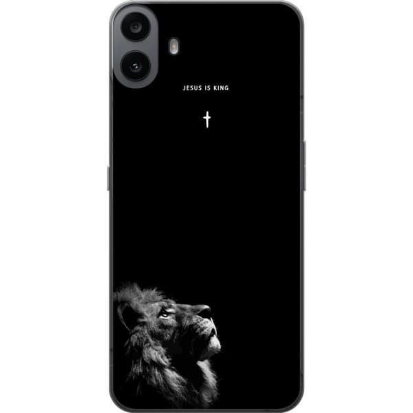 Kompatibel Mobilcover til Nothing CMF Phone 1 Lejon med Jesus is King citat sort