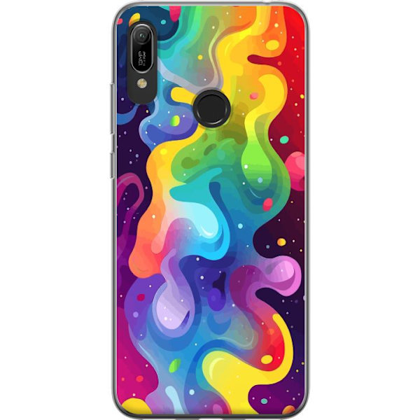 Huawei Y6 (2019) Genomskinligt Skal Color Splash Abstrakt Konst Design Färgstarkt Mönster Modern Populär Väggkonst Grafiskt Trend
