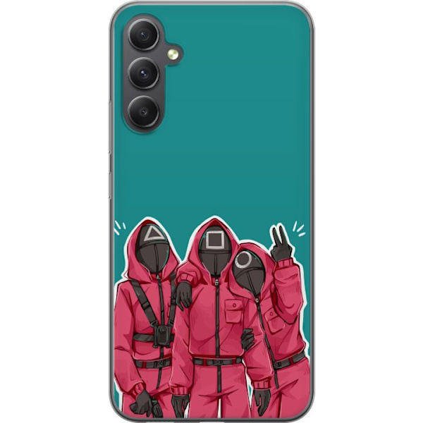 Samsung Galaxy A35 Genomskinligt Skal Squid Game Karaktärer Grafisk Design Seriefigurer Populär TV Motiv Asiatisk Stil Spännande Trend