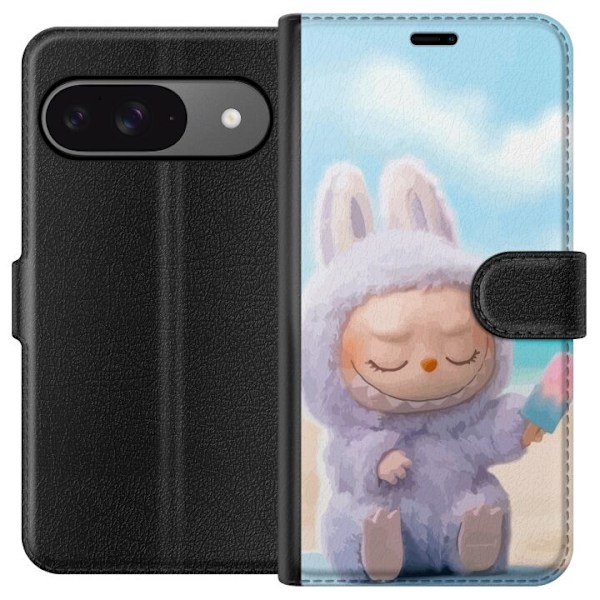 Google Pixel 9 Pro Lompakkokotelo Labubu Vaaleanpunainen Tunne