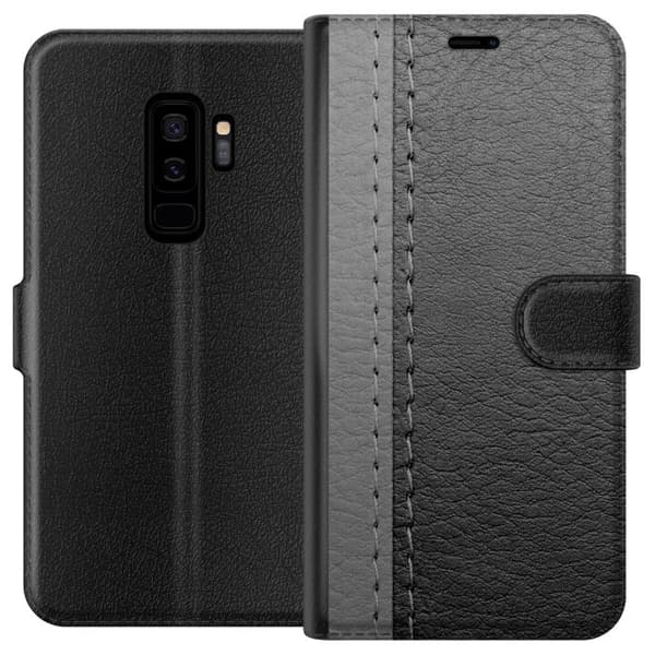 Kompatibel Tegnebogsetui til Samsung Galaxy S9+ Sort & Grå Læder