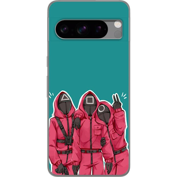 Google Pixel 8 Pro Läpinäkyvä kuori Squid Game Hahmot Graafinen Suunnittelu Sarjakuvasarjan Hahmot Suosittu TV-Teema Aasialainen Tyyli Jännittäv