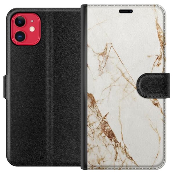 Kompatibel Tegnebogsetui til Apple iPhone 11 Hvid marmor