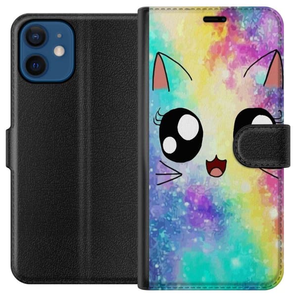 Kompatibel Tegnebogsetui til Apple iPhone 12 mini Sød Kat Galaxy