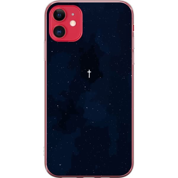 Kompatibelt Mobildeksel til Apple iPhone 11 Vitt kors på stjärnhimmel blå
