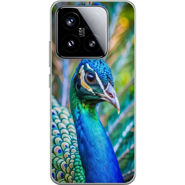 Xiaomi 15 Läpinäkyvä kuori Pavun Sulat Värikäs Design Lintuaihe Eksoottinen Graafinen Suunnittelu Luonto Ylellinen Koristelu
