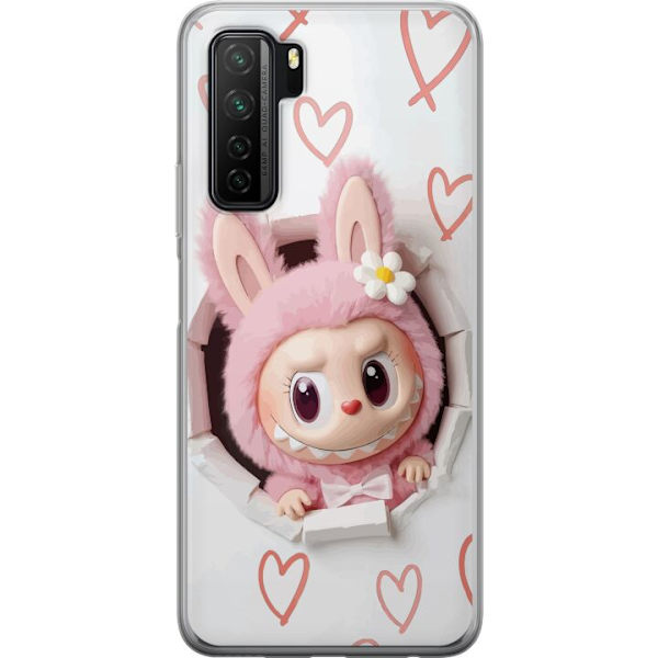 Huawei P40 lite 5G Läpinäkyvä kuori Labubu Sydän Taustakuva Pop Mart Rakkausteema Hahmodesign Suosittu Motiivi Keräilytaideteossarja