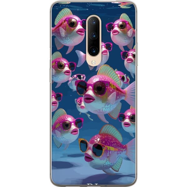 Kompatibelt Mobildeksel til OnePlus 7 Pro Fiskar med solglasögon blå