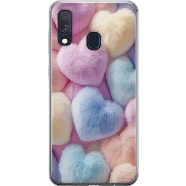 Samsung Galaxy A40 Genomskinligt Skal Hjärtan Kärlek Grafisk Design Romantiskt Motiv Populärt Symbol Grafiskt Mönster Dekoration