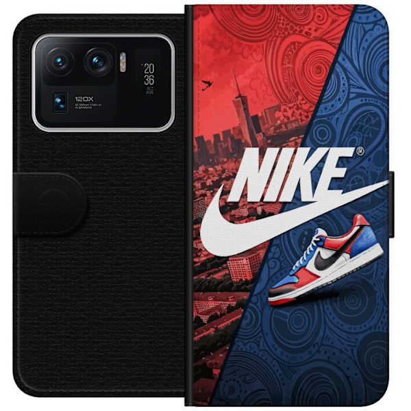 Xiaomi Mi 11 Ultra Plånboksfodral Nike Logotyp Röd Blå Sneaker Stil Sport Fashion Populärt Swoosh Motiv Träningskläder Grafisk Ikon