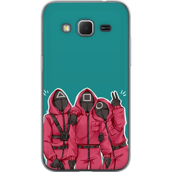 Samsung Galaxy Core Prime Genomskinligt Skal Squid Game Karaktärer Grafisk Design Seriefigurer Populär TV Motiv Asiatisk Stil Spännande Trend