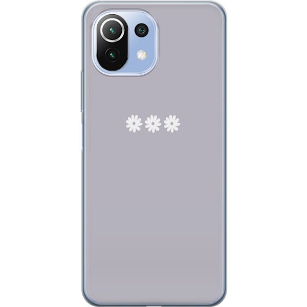 Xiaomi Mi 11 Lite Genomskinligt Skal Lila Blomminimalism – stilrent blommotiv på lila bakgrund