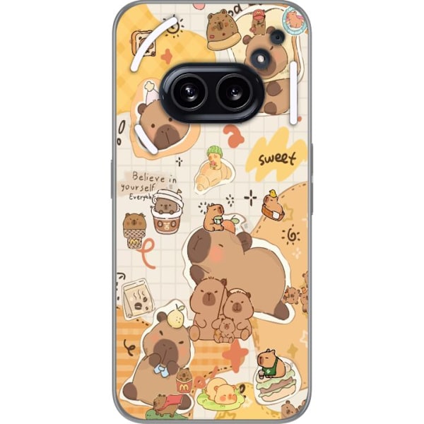 Nothing Phone (2a) Plus Läpinäkyvä kuori Kawaii capybara mobilskal med gulliga djurmotiv