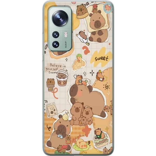 Xiaomi 12 Läpinäkyvä kuori Kawaii capybara mobilskal med gulliga djurmotiv