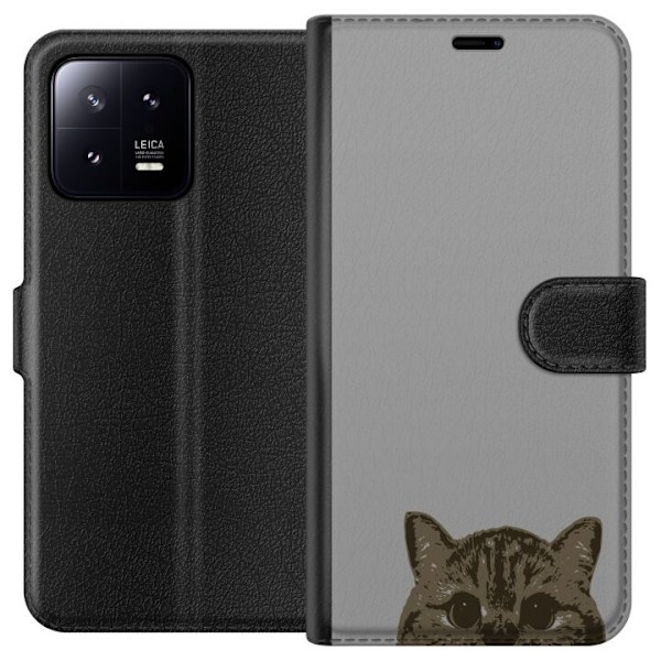 Xiaomi 13 Lommeboketui Grå Kattblikk - stilren katte design m