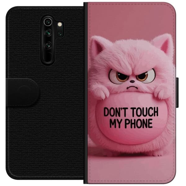 Kompatibel Tegnebogsetui til Xiaomi Redmi Note 8 Pro  Vred lyserød kat med tekst - kattemotiv i lyserøde nuancer pink