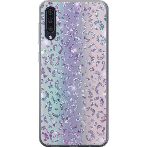 Samsung Galaxy A50 Gennemsigtig cover Glitter Leopard