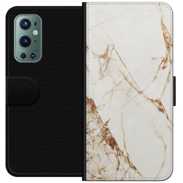 Kompatibelt Plånboksfodral till OnePlus 9 Pro Vit marmor