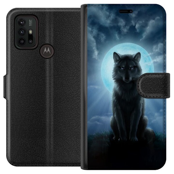 Motorola Moto G30 Tegnebogsetui Ulv i mørke