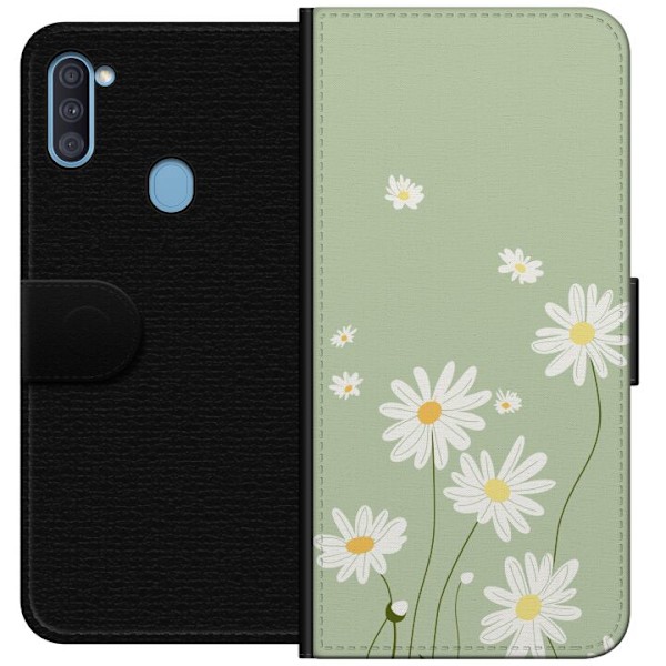 Samsung Galaxy A11 Lompakkokotelo Papukaijanpaparit - kukallinen kuviointi ruotsalaiseen kesätyyliin