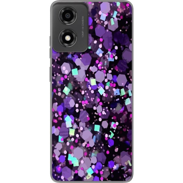 Motorola Moto E14 Genomskinligt Skal Lila Glitter