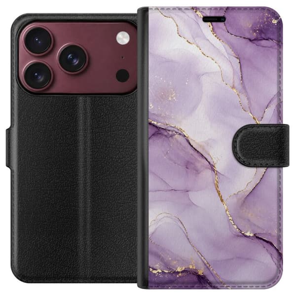 Kompatibel Tegnebogsetui til Apple iPhone 18 Pro Max Syrenlilla guldflow lilla