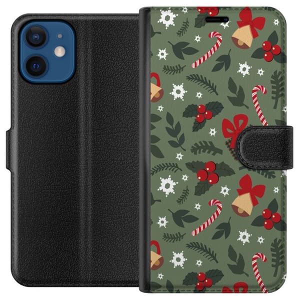 Kompatibel Tegnebogsetui til Apple iPhone 12 mini Glædelig Jul mønster