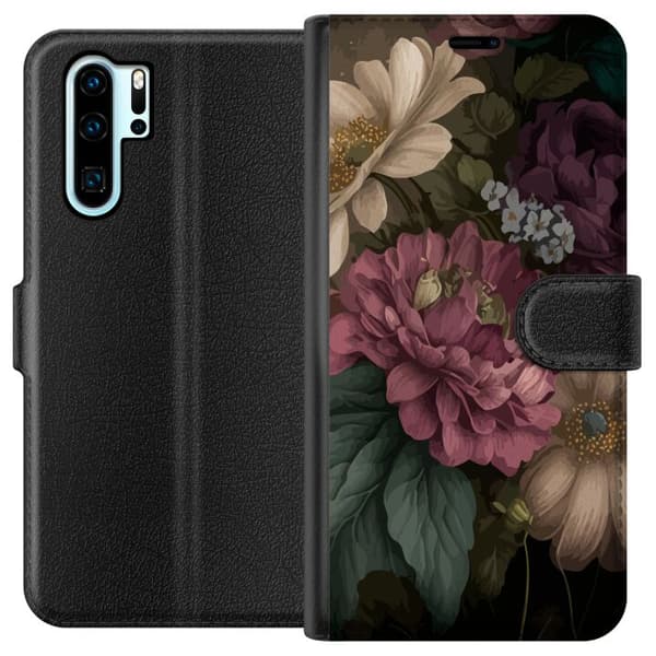 Kompatibelt Lommeboketui til Huawei P30 Pro Blommor