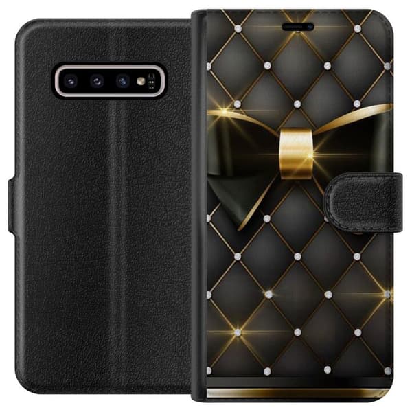Kompatibelt Lommeboketui til Samsung Galaxy S10+ Gullrosett