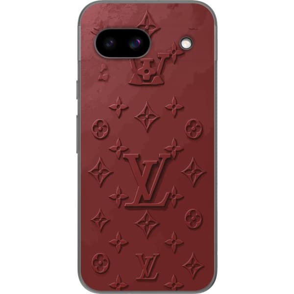 Kompatibelt Mobildeksel til Google Pixel 8a Luksuriøst Louis Vuitton-inspirert monogram i mørkerøde toner rød