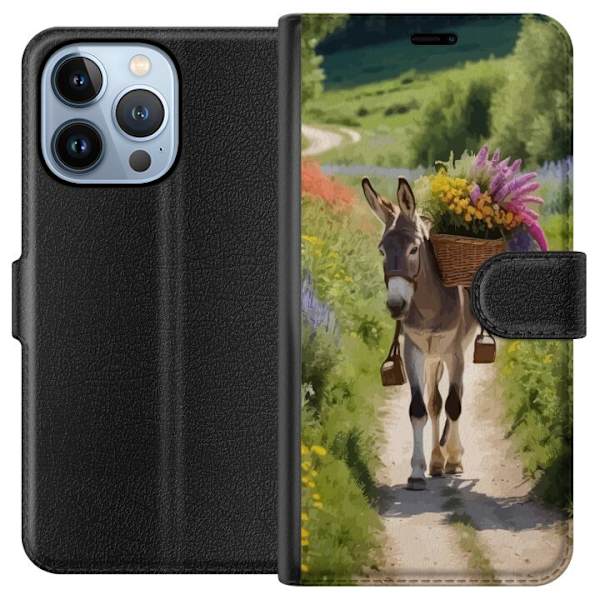 Apple iPhone 13 Pro Lompakkokotelo Aasi Eläinaihe Rauhallinen Suunnittelu Luontoaihe Suosittu Koristelu Huumori Graafinen Eläinteema Eksoottinen