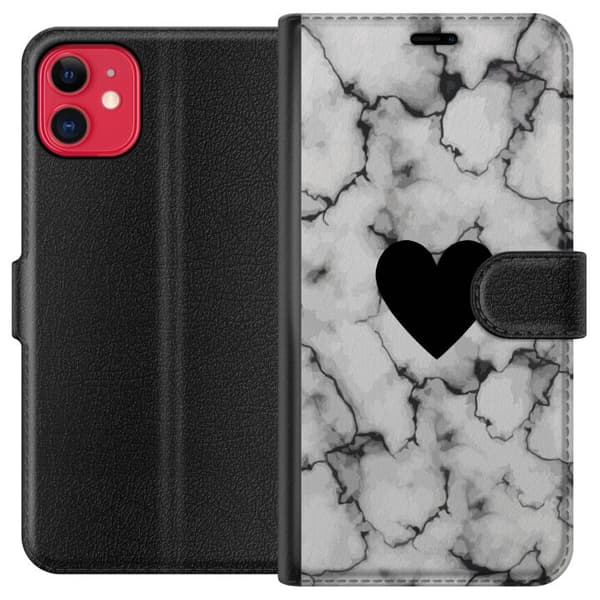 Kompatibel Tegnebogsetui til Apple iPhone 11 Marmor Hjerte
