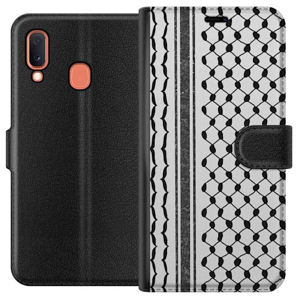 Samsung Galaxy A20e Tegnebogsetui Palæstinensisk mønster - inspireret af traditionel stil keffiyeh-stof