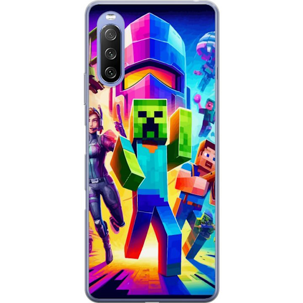 Sony Xperia 10 III Lite Gennemsigtig cover Fortnite vs Minecra