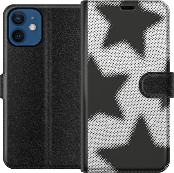 Kompatibel Tegnebogsetui til Apple iPhone 12 mini Sorte stjerner sort