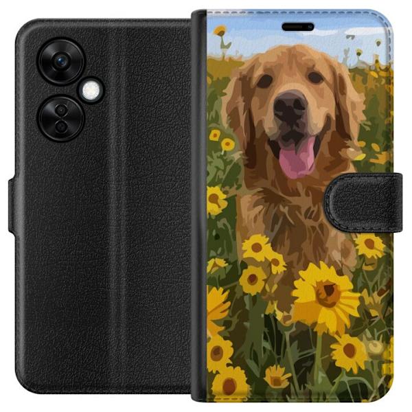 OnePlus Nord CE3 Lompakkokotelo Kultainennoutaja Auringonkukkapelto Koiramotiivi Luonto Kesä Suunnittelu Suosittu Koirarotu Perheen suosikki