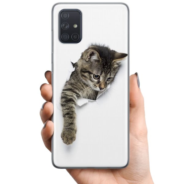 Samsung Galaxy A71 TPU Mobilskal Curious Kitten