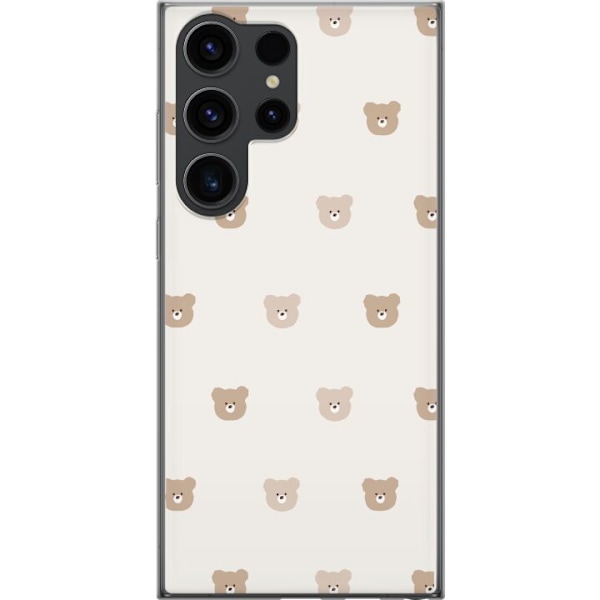 Samsung Galaxy S24 Ultra Gennemsigtig cover Teddybaggrund - søde teddybjørne mod en blød baggrund
