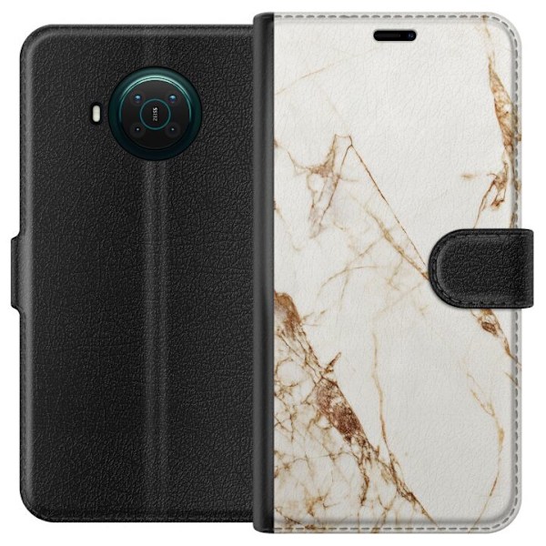 Nokia X10 Tegnebogsetui Hvid marmor