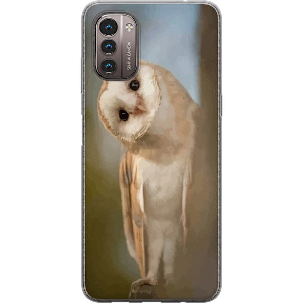 Nokia G21 Genomskinligt Skal Uggla Nyfiken Blick Fågelmotiv Skog Natur Grafiskt Design Populärt Motiv Djur Tema Dekoration