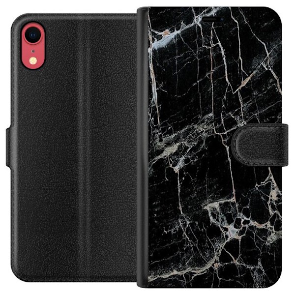 Apple iPhone XR Tegnebogsetui Sort marmor